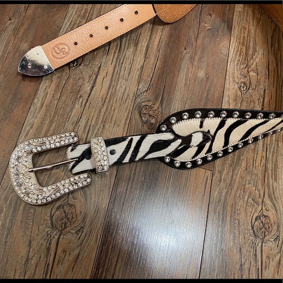 ? Hair on Hide with Crystals Western Belt ? main image 4